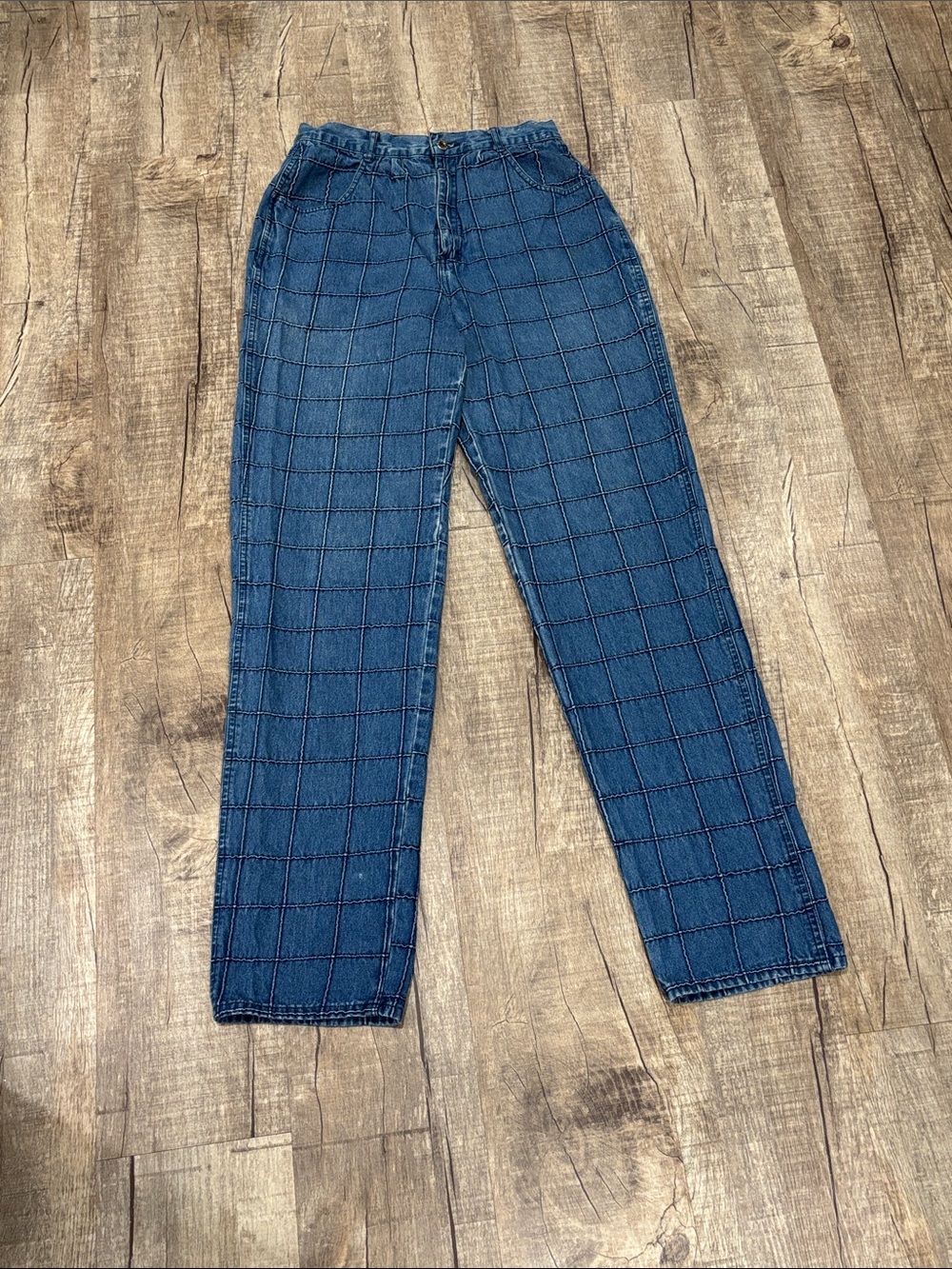 Women’s Britannia Vintage Rare Raised Window Pane Jeans Women’s Size 13